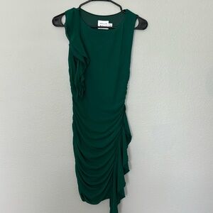 Green ruched mini dress
